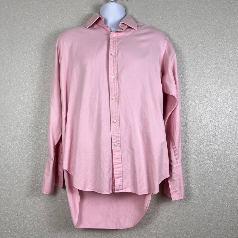 T M Lewin Mens 16/33 100 % Cotton Luxury Pink Long Sleeve Button Up French Cuff